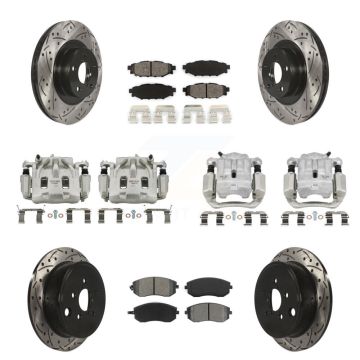 Front Rear Brake Caliper Drill Slot Rotor Semi-Metallic Pad Kit (10Pc) For Subaru Legacy KCD-100264S