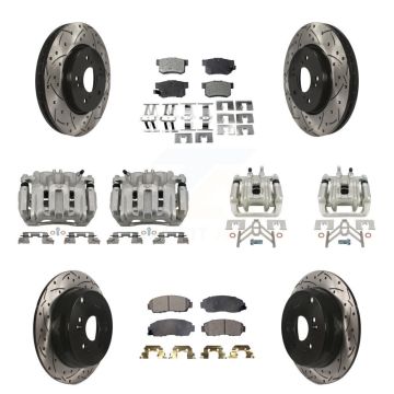 Front Rear Brake Coated Caliper Drill Slotted Rotor Ceramic Pad Kit (10Pc) For Acura RDX KCD-100269T