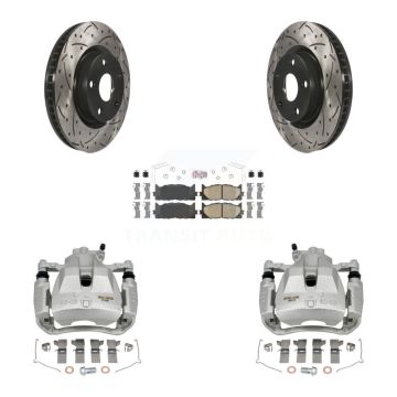 Front Brake Caliper Drill Slot Rotor Ceramic Pad Kit For Toyota Camry Lexus ES350 Avalon KCD-100270N