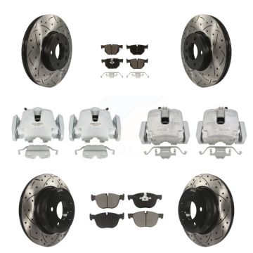 Front Rear Brake Coated Caliper Drill Slotted Rotor Ceramic Pad Kit (10Pc) For BMW X5 X6 KCD-100271C