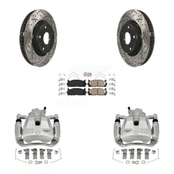 Front Brake Caliper Drill Slot Rotor Ceramic Pad Kit For Toyota Camry Lexus ES350 Avalon KCD-100271N