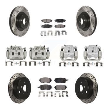 Front Rear Brake Caliper Drill Slot Rotor Semi-Metallic Pad Kit (10Pc) For Subaru Legacy KCD-100271P