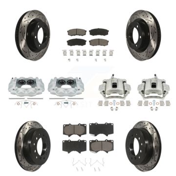 Front Rear Brake Coat Caliper Drill Slot Rotor Ceramic Pad Kit (10Pc) For Toyota 4Runner KCD-100272C