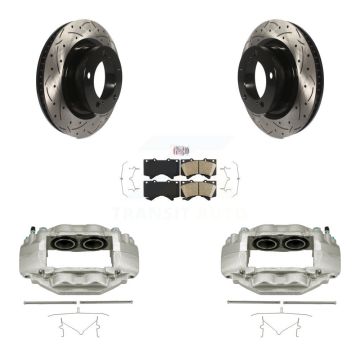 Front Brake Coated Caliper Drill Slotted Rotor Ceramic Pad Kit For Toyota Tundra Sequoia KCD-100274N