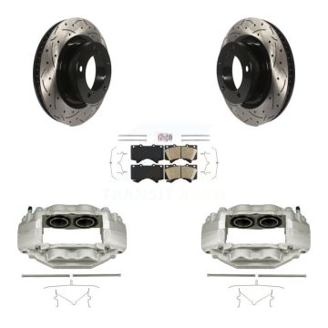 Front Brake Coated Caliper Drill Slotted Rotor Ceramic Pad Kit For Toyota Tundra Sequoia KCD-100275N