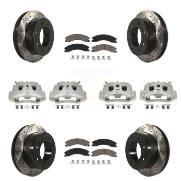 Front Rear Brake Caliper Drill Slot Rotors Ceramic Pad Kit (10Pc) For GMC Chevrolet 2500 KCD-100276C