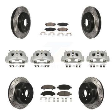Front Rear Brake Caliper Drill Slot Rotors Ceramic Pad Kit (10Pc) For Chevrolet Suburban KCD-100277C