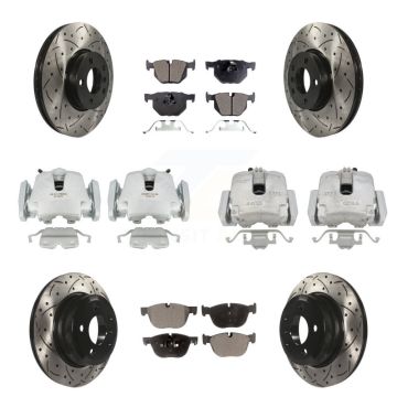 Front Rear Brake Coated Caliper Drill Slotted Rotor Ceramic Pad Kit (10Pc) For BMW X5 X6 KCD-100277T
