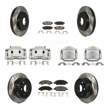 Front Rear Brake Caliper Drill Slot Rotors Ceramic Pad Kit (10Pc) For GMC Sierra 1500 XL KCD-100278C