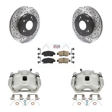 Front Brake Coated Caliper Drill Slotted Rotors Ceramic Pad Kit For 2011-2015 Honda CR-Z KCD-100279N