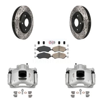 Front Brake Caliper Drill Slot Rotors Ceramic Pad Kit For Dodge Grand Caravan Chrysler & KCD-100280N