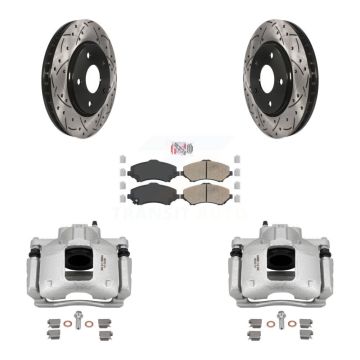 Front Brake Caliper Drill Slot Rotors Ceramic Pad Kit For Dodge Grand Caravan Chrysler & KCD-100281N