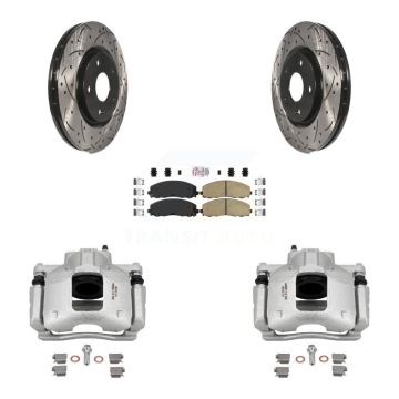 Front Disc Brake Coated Caliper Drilled Slotted Rotors And Ceramic Pads Kit For Ram C/V KCD-100282N