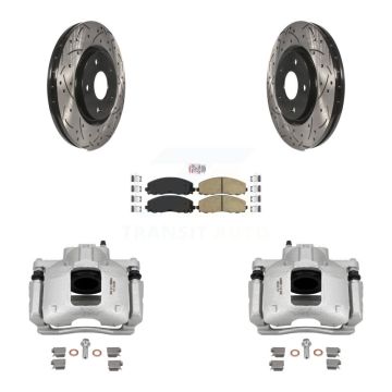 Front Disc Brake Coated Caliper Drilled Slotted Rotors And Ceramic Pads Kit For Ram C/V KCD-100283N