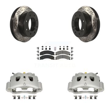 Front Brake Caliper Drill Slot Rotor Semi-Metallic Pad Kit For GMC Chevrolet Sierra 2500 KCD-100286N