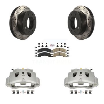 Front Brake Caliper Drill Slotted Rotor Ceramic Pad Kit For GMC Chevrolet Sierra 2500 HD KCD-100287N
