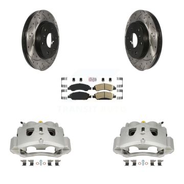 Front Brake Caliper Drill Slot Rotor Ceramic Pad Kit For 2016-2019 Chevrolet Suburban HD KCD-100288N