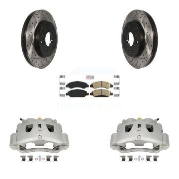 Front Brake Caliper Drill Slot Rotor Ceramic Pad Kit For 2016-2019 Chevrolet Suburban HD KCD-100289N
