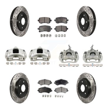 Front Rear Brake Caliper Drill Slot Rotor Ceramic Pad Kit (10Pc) For 09-11 Dodge Journey KCD-100289T