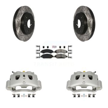 Front Brake Caliper Drill Slotted Rotors Semi-Metallic Pad Kit For Chevrolet Suburban HD KCD-100290N