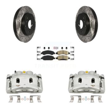 Front Brake Caliper Drill Slot Rotor Ceramic Pad Kit For GMC Sierra 1500 Chevrolet Tahoe KCD-100291N