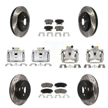 Front Rear Brake Coat Caliper Drill Slot Rotors Ceramic Pad Kit (10Pc) For Dodge Charger KCD-100296C