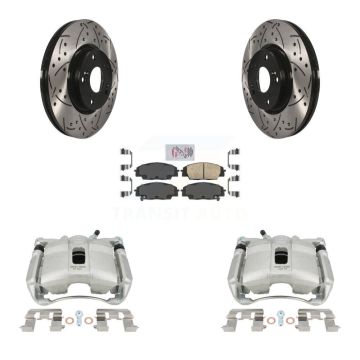 Front Brake Coat Caliper Drill Slot Rotor Ceramic Pad Kit For 2007-2010 Acura CSX Type-S KCD-100300N