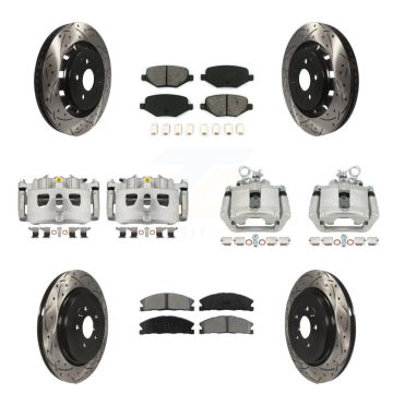 Front Rear Brake Caliper Drill Slot Rotor Semi-Metallic Pad Kit (10Pc) For Ford Explorer KCD-100300S