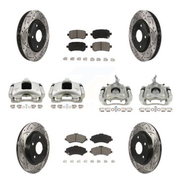 Front Rear Brake Caliper Drill Slot Rotor Ceramic Pad Kit (10Pc) For 09-11 Dodge Journey KCD-100302C