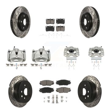 Front Rear Brake Coated Caliper Drill Slot Rotors Ceramic Pad Kit (10Pc) For Lexus IS250 KCD-100303C