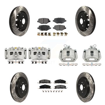 Front Rear Brake Caliper Drill Slot Rotor Semi-Metallic Pad Kit (10Pc) For Ford Explorer KCD-100305P