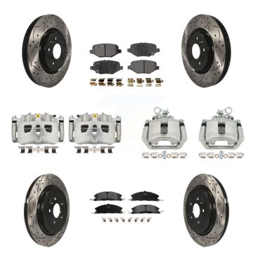 Front Rear Brake Caliper Drill Slot Rotor Semi-Metallic Pad Kit (10Pc) For Ford Explorer KCD-100306P