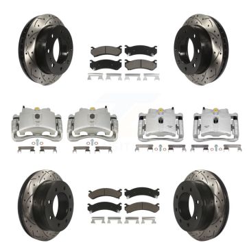 Front Rear Brake Caliper Drill Slot Rotors Ceramic Pad Kit (10Pc) For GMC Chevrolet 2500 KCD-100308C