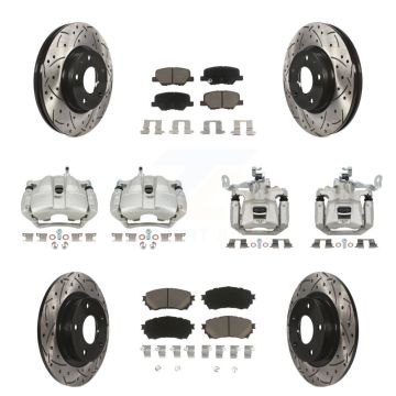 Front Rear Disc Brake Coated Caliper Drill Slot Rotor Ceramic Pad Kit (10Pc) For Mazda 6 KCD-100309C