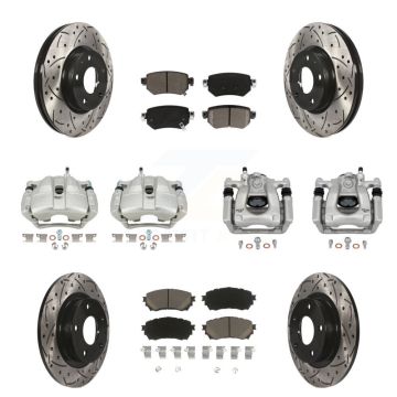 Front Rear Disc Brake Coated Caliper Drill Slot Rotor Ceramic Pad Kit (10Pc) For Mazda 6 KCD-100310C