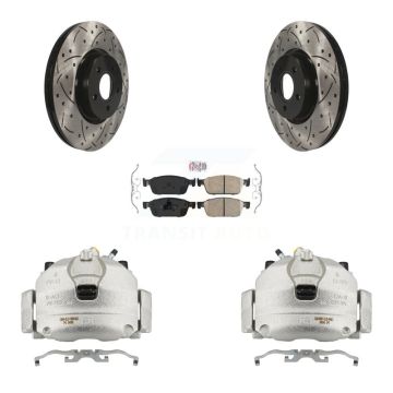 Front Brake Coated Caliper Drill Slot Rotors Ceramic Pad Kit For 2013-2018 Ford Focus ST KCD-100310N