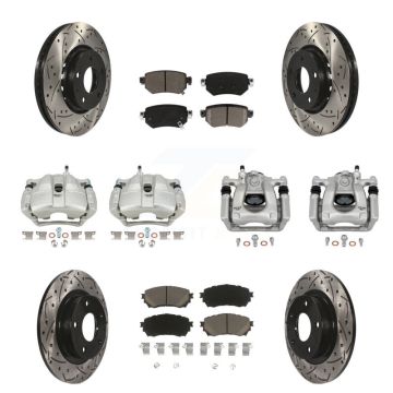 Front Rear Disc Brake Coated Caliper Drill Slot Rotor Ceramic Pad Kit (10Pc) For Mazda 6 KCD-100311C