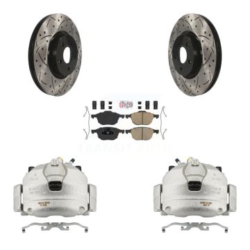 Front Brake Coated Caliper Drill Slotted Rotors Ceramic Pad Kit For Ford Transit Connect KCD-100311N