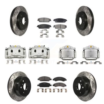 Front Rear Brake Caliper Drill Slot Rotors Ceramic Pad Kit (10Pc) For Chevrolet GMC 1500 KCD-100311T
