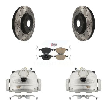 Front Brake Coated Caliper Drill Slotted Rotors Ceramic Pad Kit For Ford Transit Connect KCD-100312N