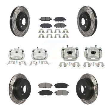 Front Rear Brake Caliper Drill Slot Rotor Semi-Metallic Pad Kit (10Pc) For Nissan Sentra KCD-100317S