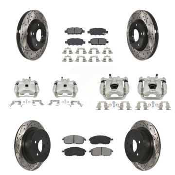 Front Rear Brake Caliper Drill Slot Rotor Semi-Metallic Pad Kit (10Pc) For Nissan Sentra KCD-100318S