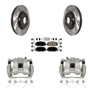 Front Disc Brake Coated Caliper Drilled Slotted Rotor & Ceramic Pad Kit For Honda Accord KCD-100321N