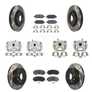 Front Rear Brake Caliper Drill Slot Rotors Semi-Metallic Pad Kit (10Pc) For Nissan Rogue KCD-100321S