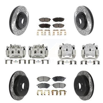 Front Rear Brake Coat Caliper Drill Slot Rotor Ceramic Pad Kit (10Pc) For Subaru Outback KCD-100321T