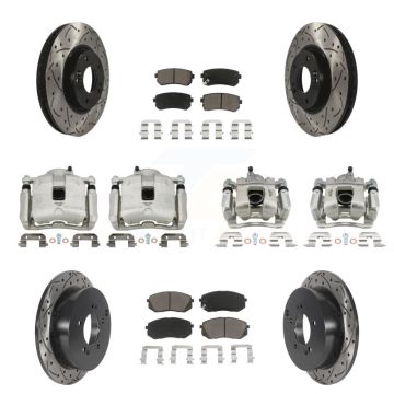 Front Rear Brake Coated Caliper Drill Slot Rotor Ceramic Pad Kit (10Pc) For Kia Sportage KCD-100322C
