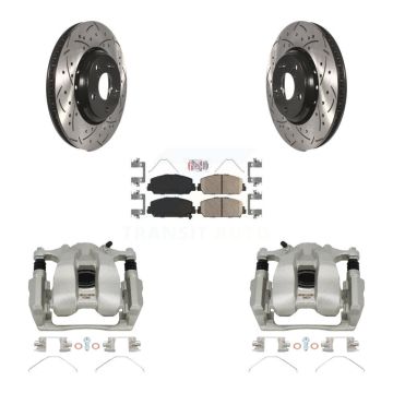 Front Disc Brake Coated Caliper Drilled Slotted Rotor & Ceramic Pad Kit For Honda Accord KCD-100322N