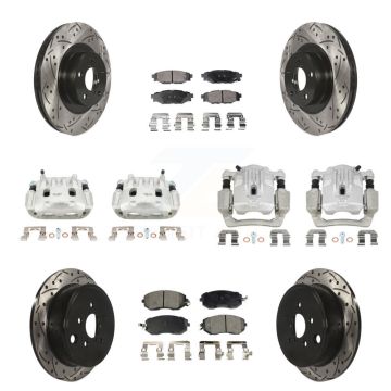 Front Rear Brake Caliper Drill Slot Rotor Ceramic Pad Kit (10Pc) For Subaru Outback 2.5L KCD-100322T