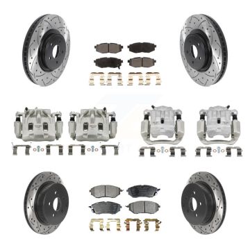 Front Rear Brake Caliper Drill Slotted Rotors Ceramic Pad Kit (10Pc) For Subaru Forester KCD-100323T