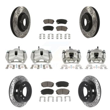 Front Rear Brake Caliper Drill Slot Rotor Ceramic Pad Kit (10Pc) For 16 Kia Sportage FWD KCD-100324C